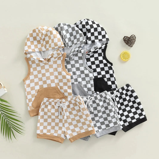 Little Babe Sleeveless Checkered Set