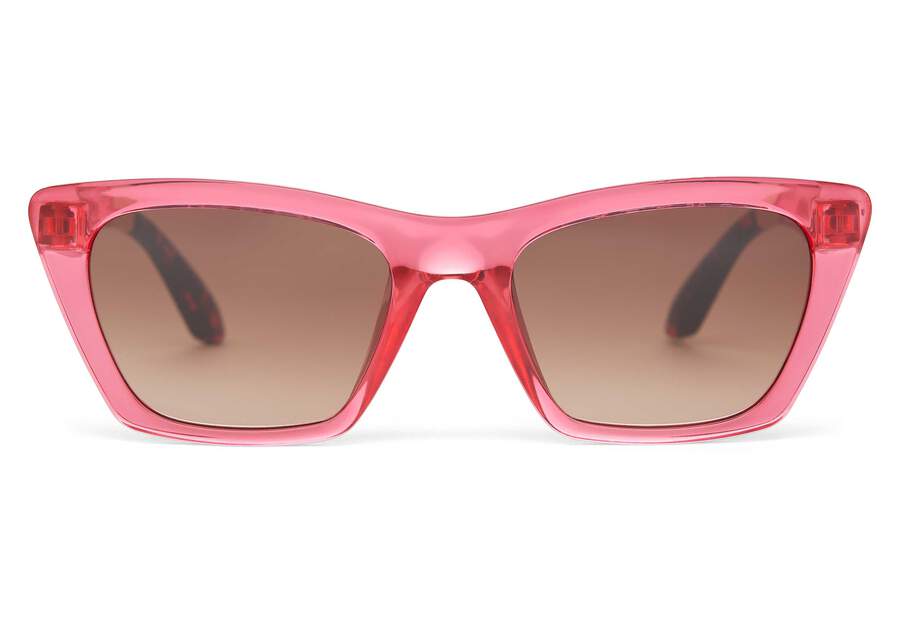 “Sahara” Pink Flash Crystal/Brown Gradient Traveler Sunglasses by TOMS