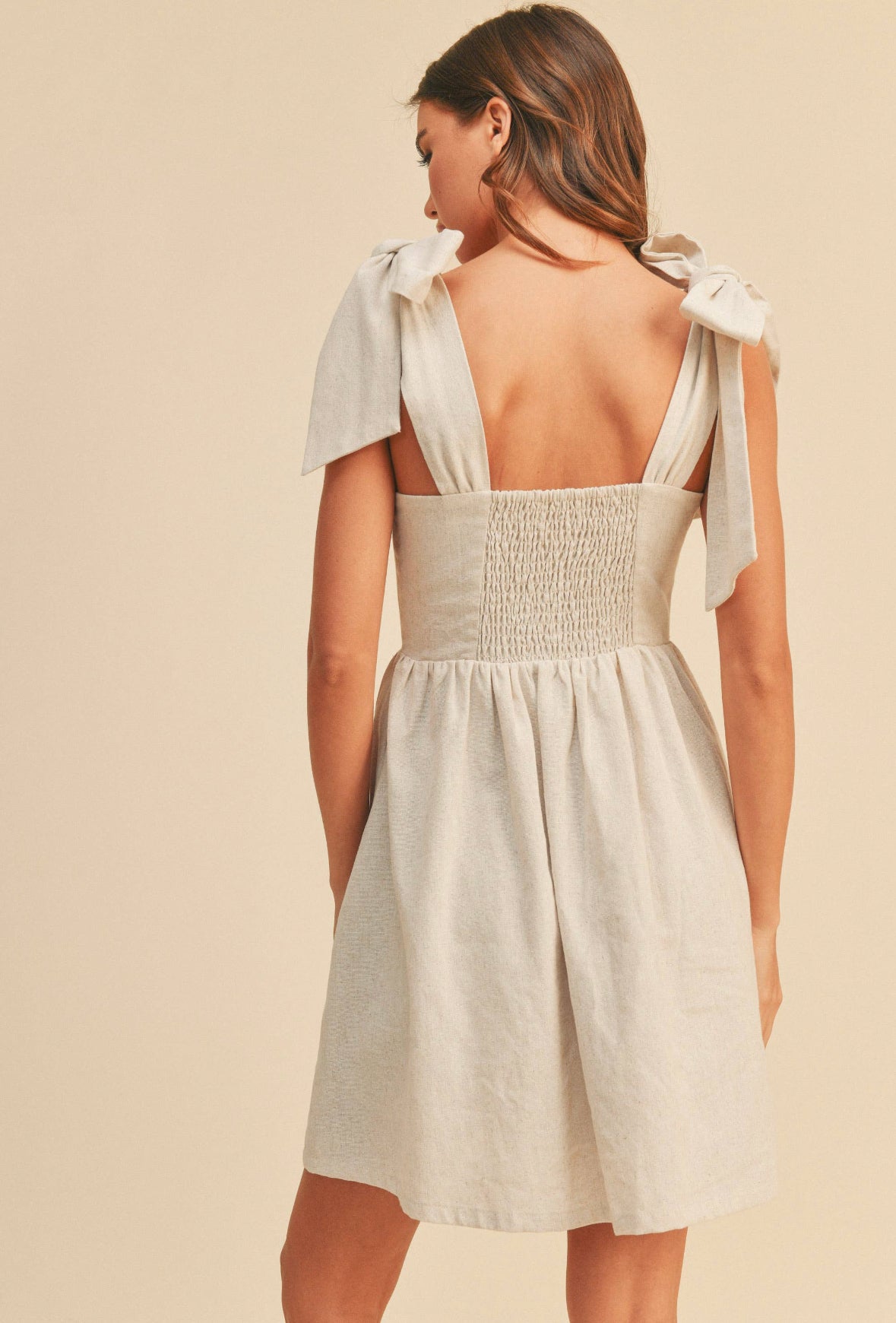 A-line Dress with Bow Tie Shoulder Straps