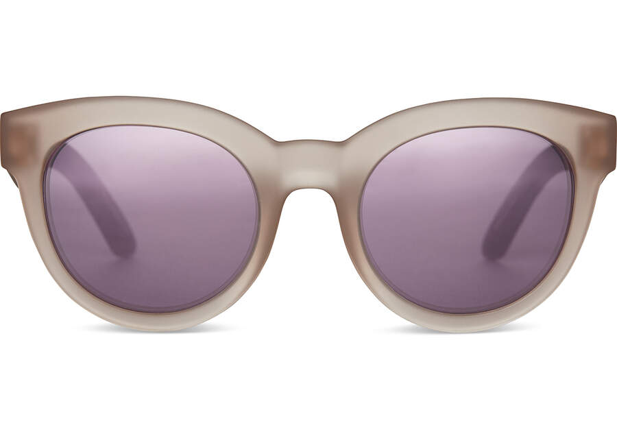 “Florentin” Matte Smoke Lilac-Violet Mirror Traveler Sunglasses by TOMS