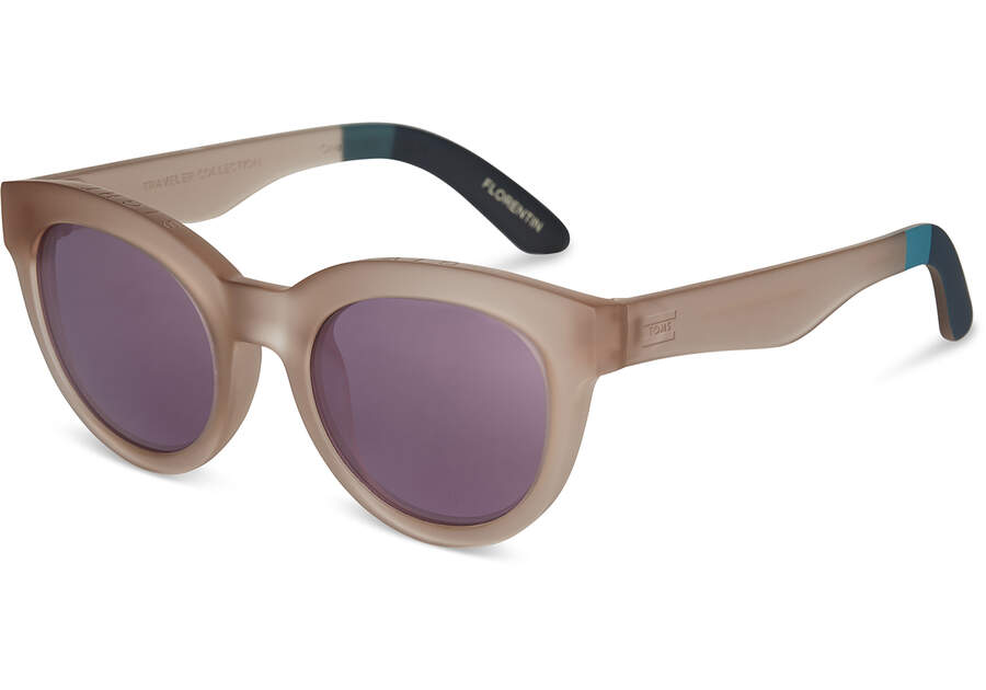 “Florentin” Matte Smoke Lilac-Violet Mirror Traveler Sunglasses by TOMS