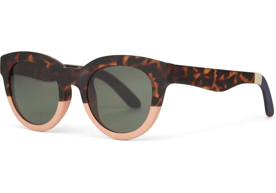 “Florentin” Blonde Tortoise Coral Fade Traveler Sunglasses TOMS