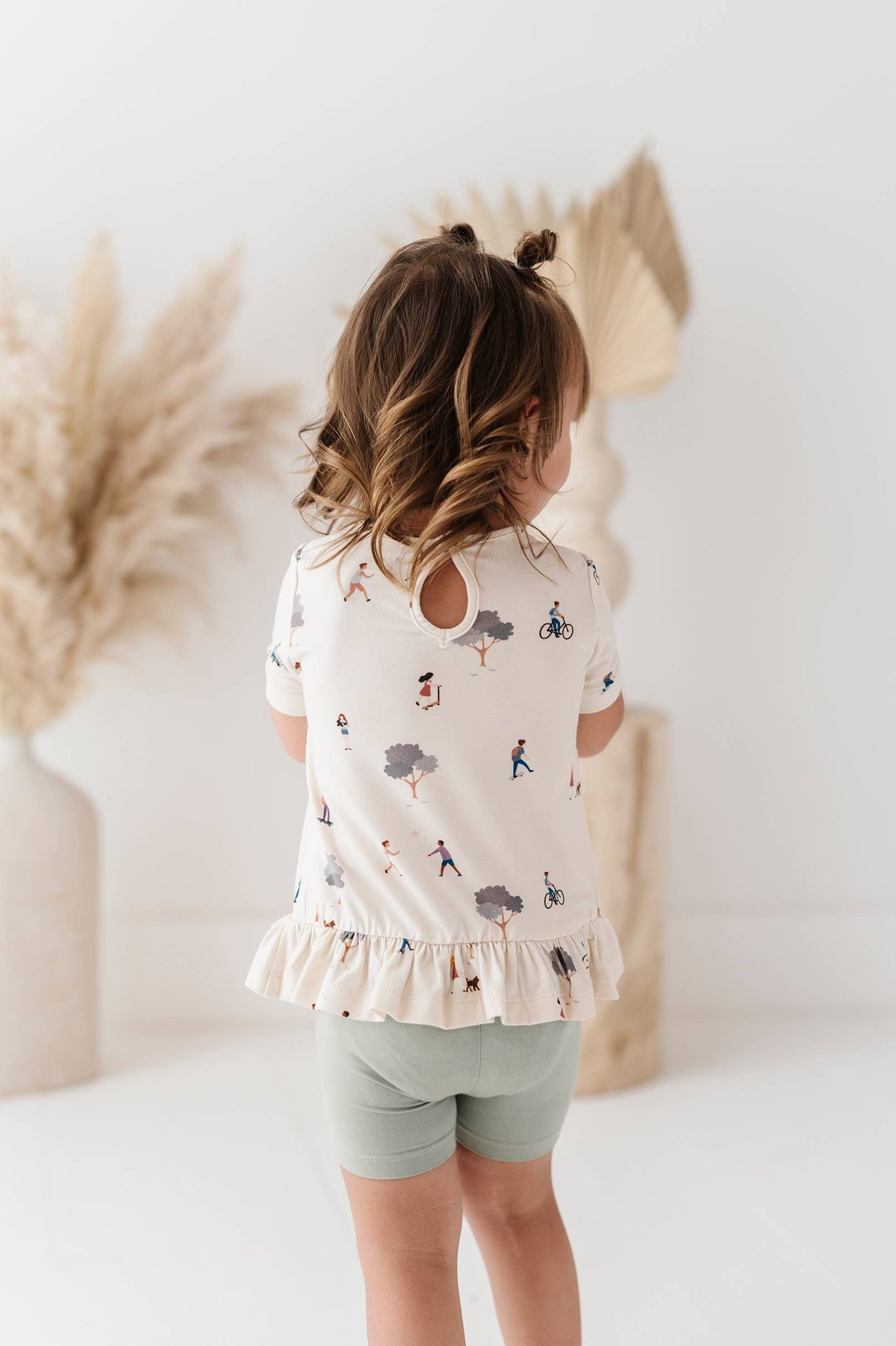 NEW! Girl's Peplum Top in Print "Kids in the Park"