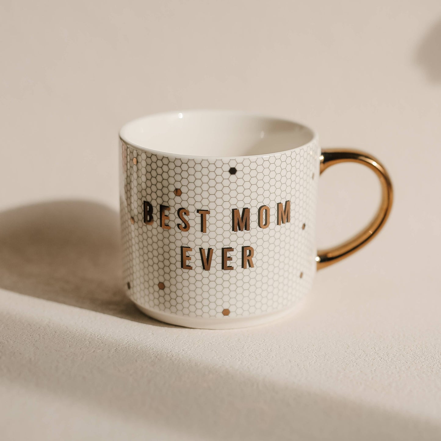 NEW! "Best Mom Ever" 17 oz Gold Tile Coffee Mug- ONLY 1 LEFT!