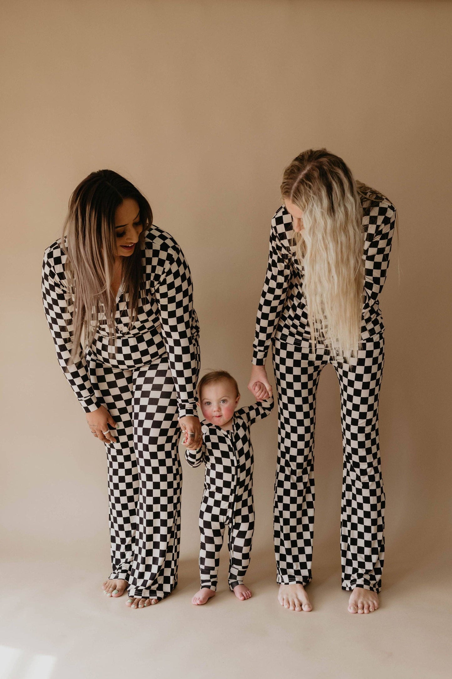 NEW! NOW AVAILABLE FOR PREORDER! Black Checker Bamboo Zip Pajamas