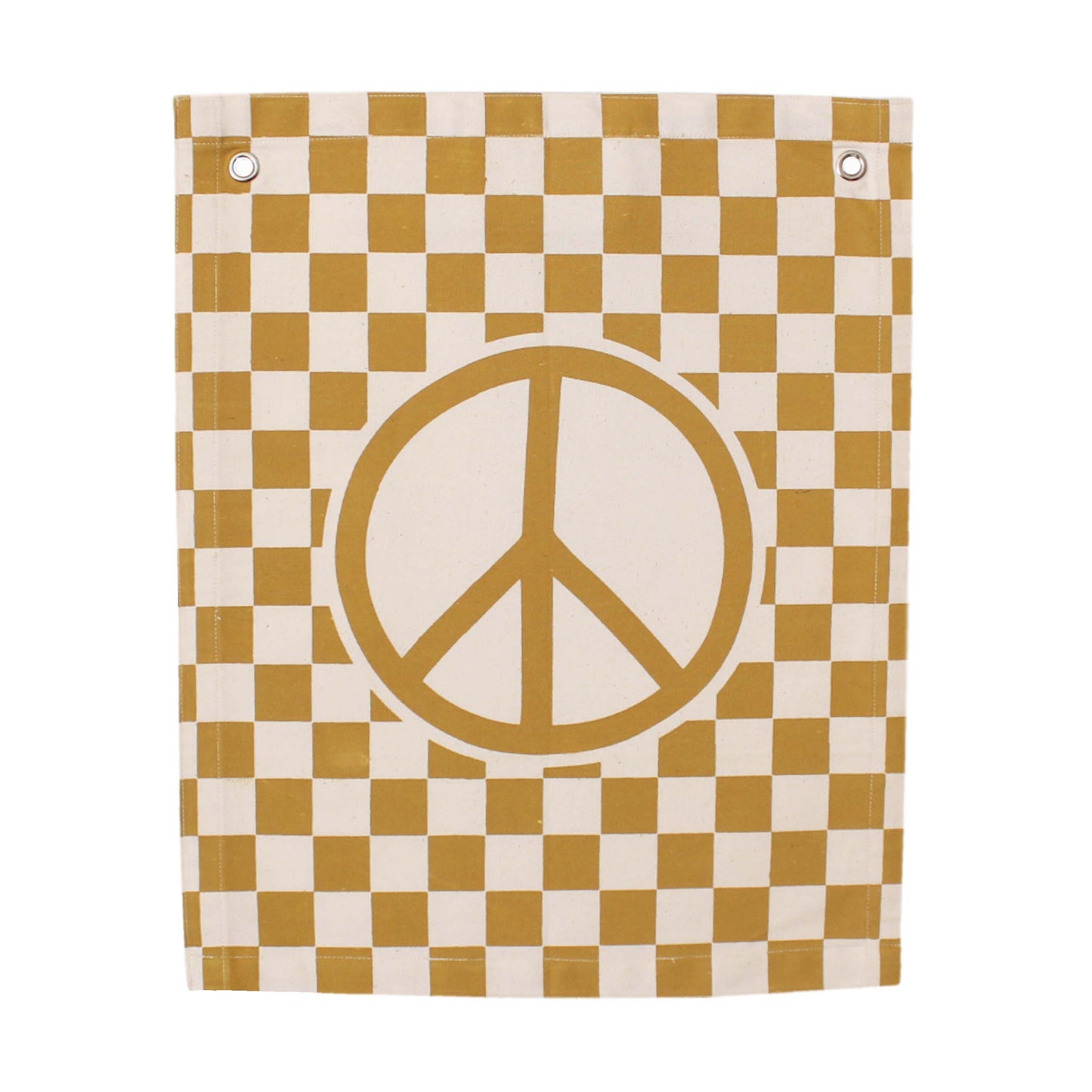 Checkered Peace Sign Canvas Banner