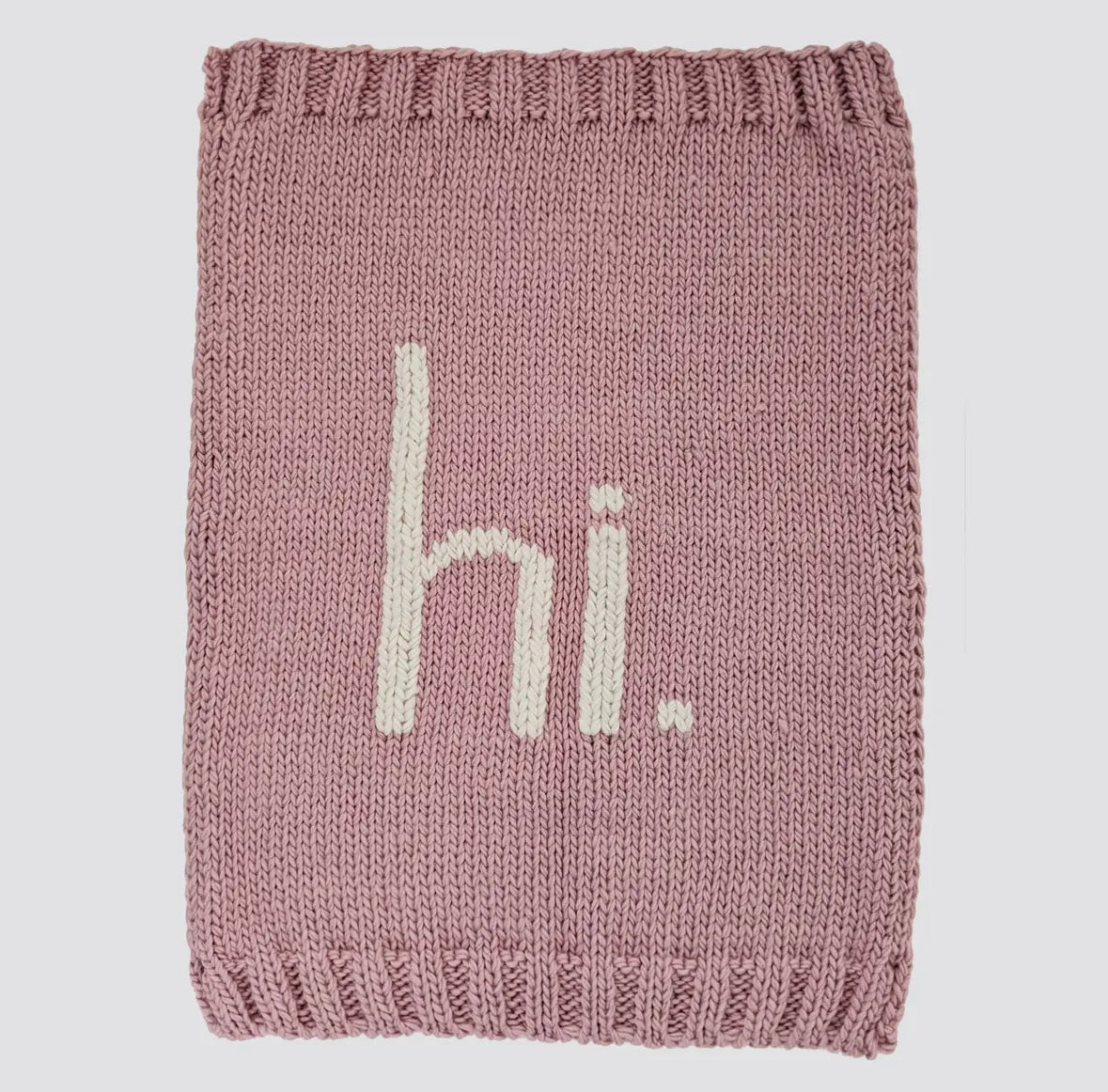 “hi.” Hand Knit Baby Blanket