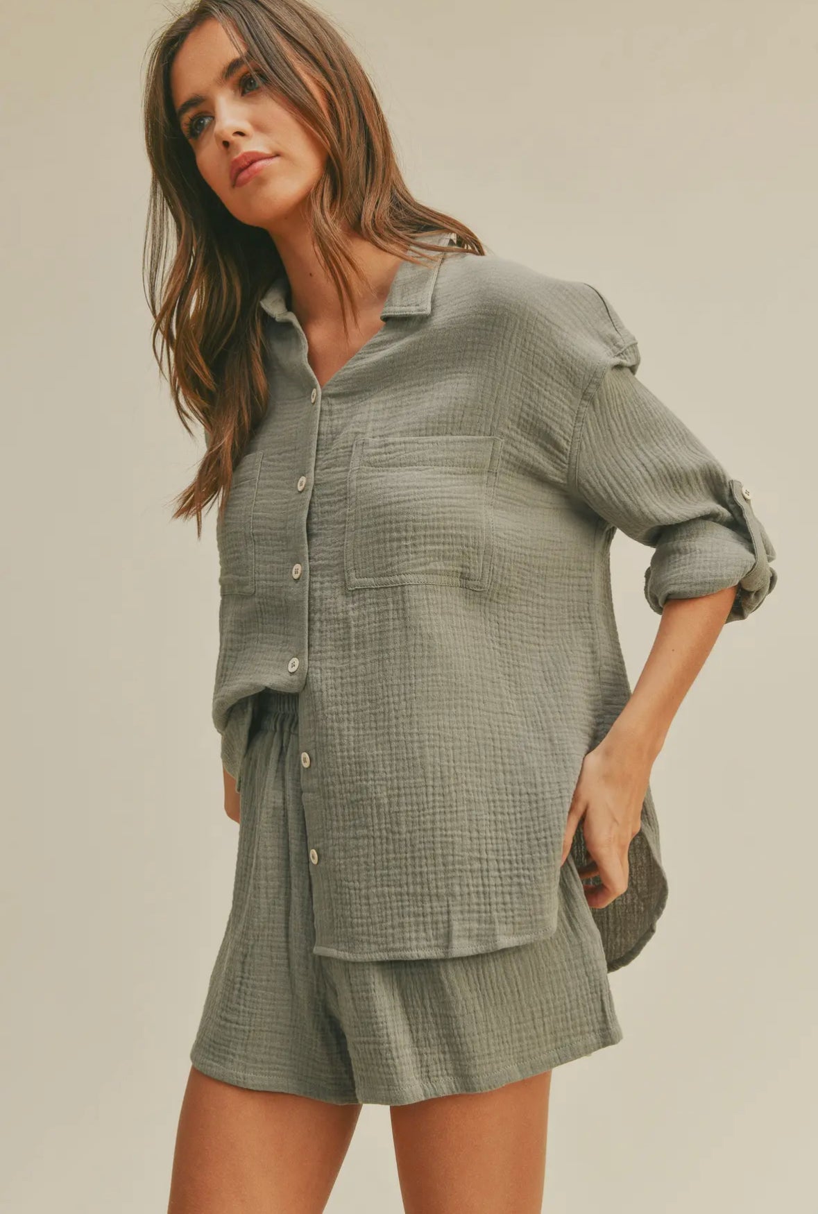 NEW! Double Gauze Button Down Shirt