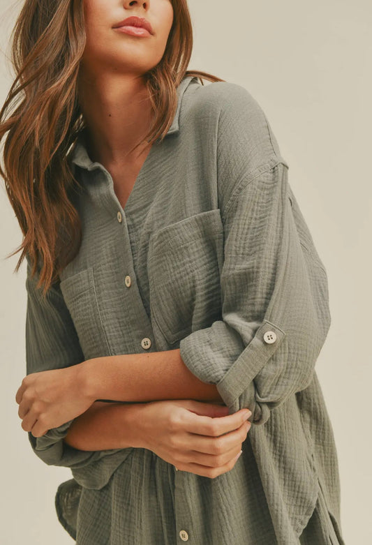 NEW! Double Gauze Button Down Shirt