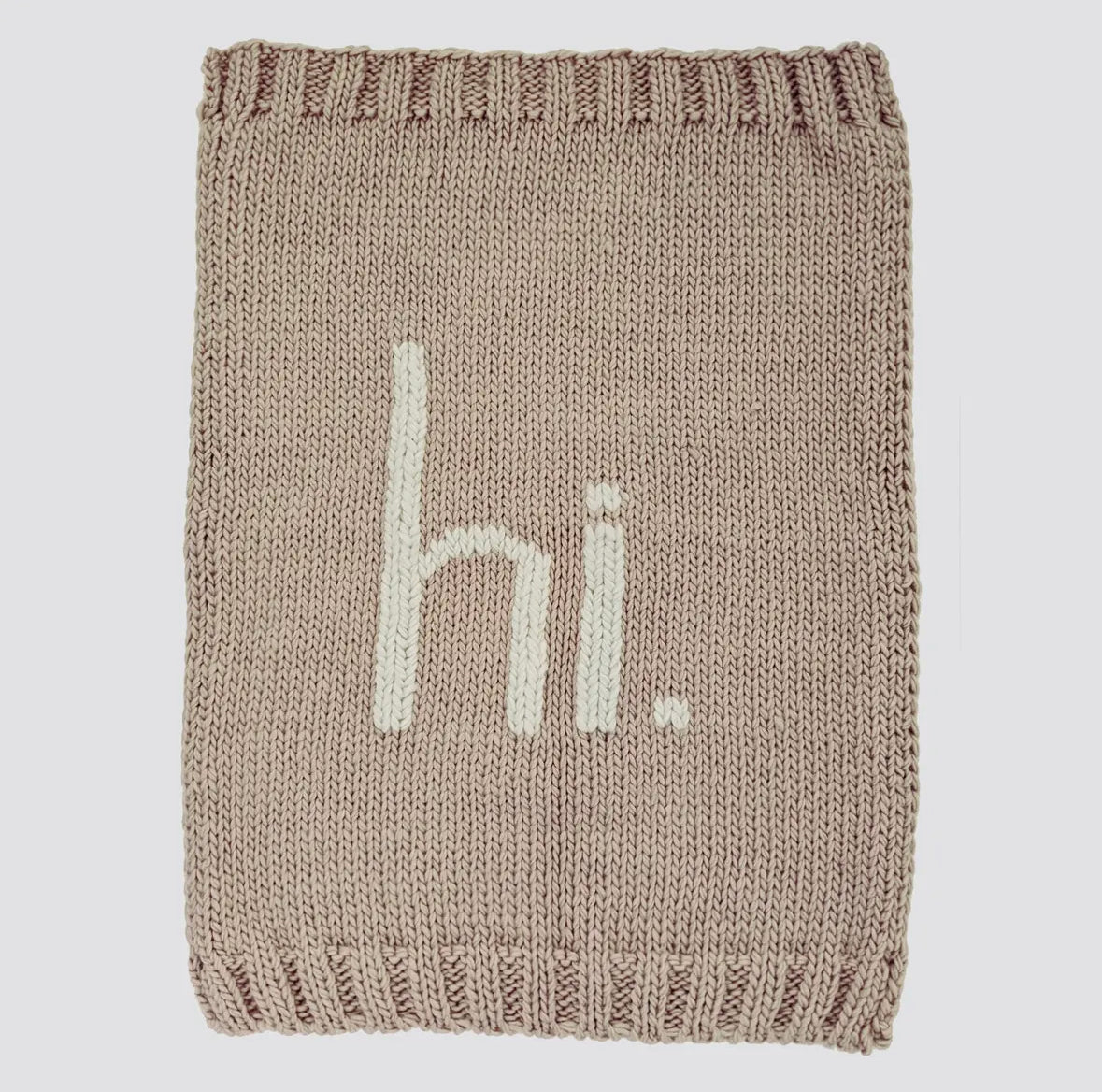 “hi.” Hand Knit Baby Blankets