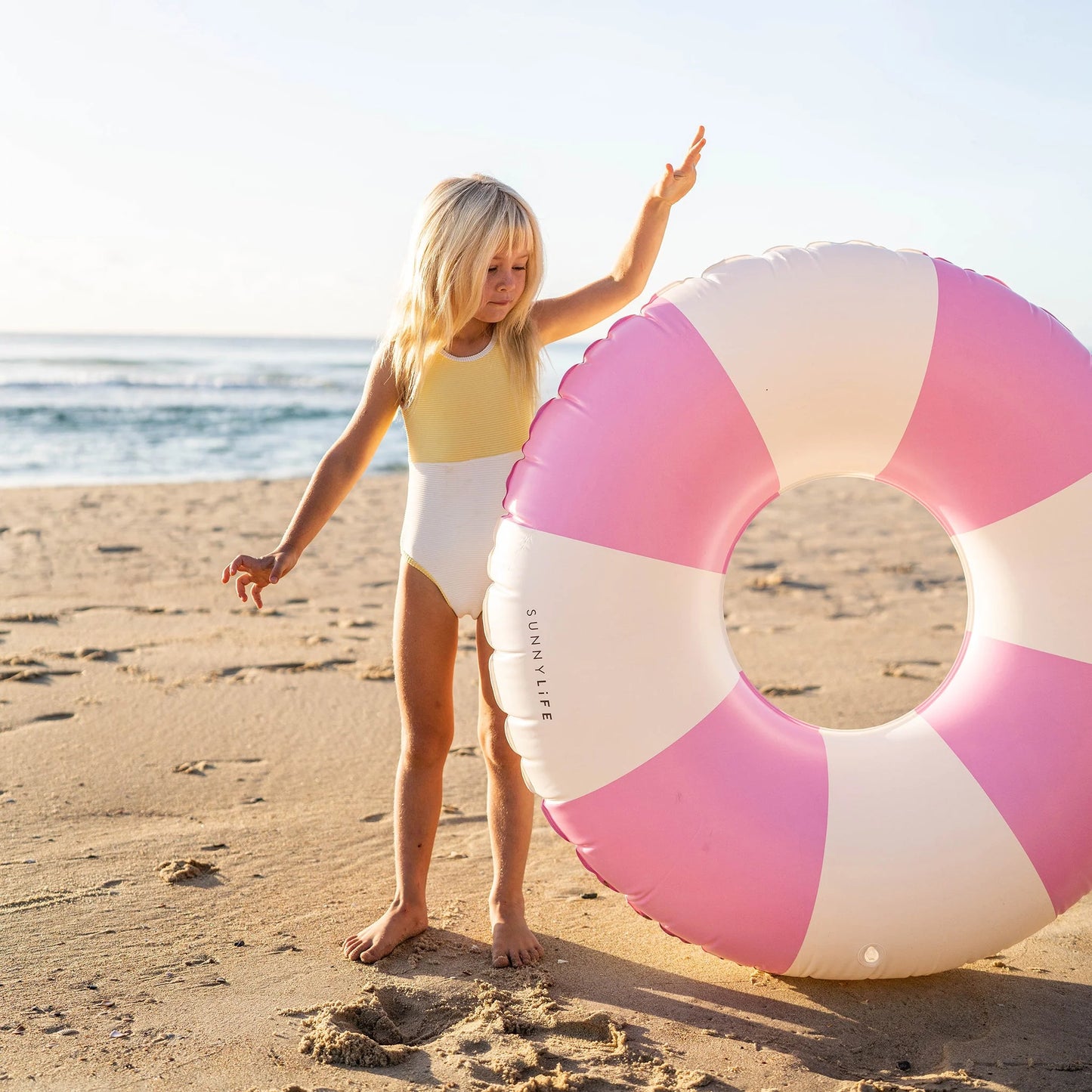 NEW! "Tube Pool Ring" in Bubblegum Pink Stripe