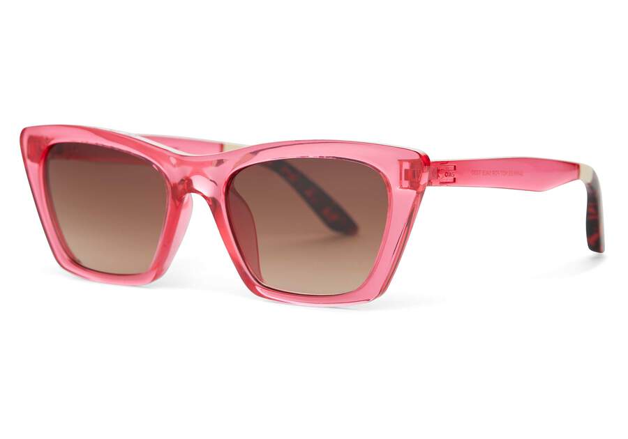 “Sahara” Pink Flash Crystal/Brown Gradient Traveler Sunglasses by TOMS