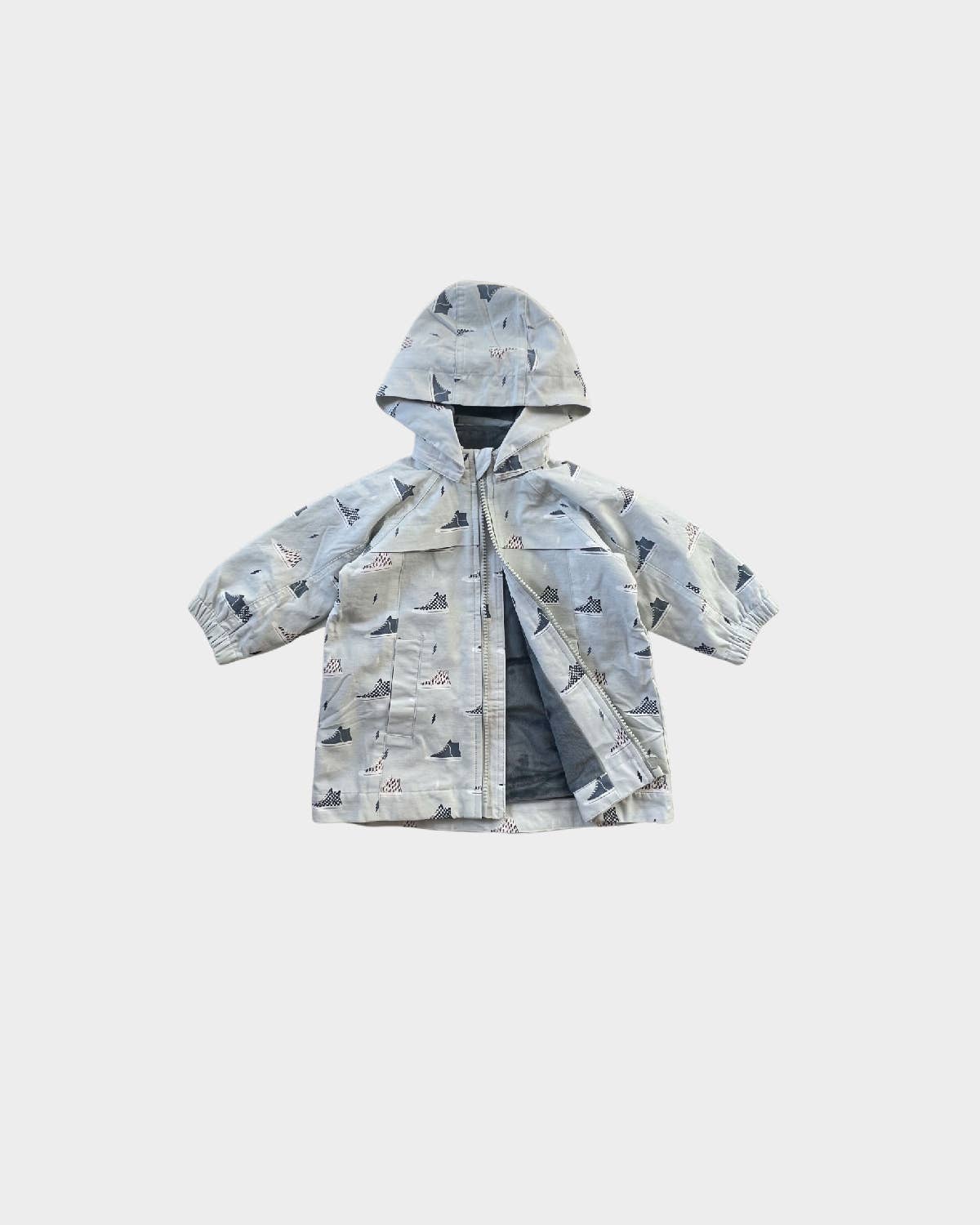 Fleece Lined Hooded Sneaker Print Jacket for Boys