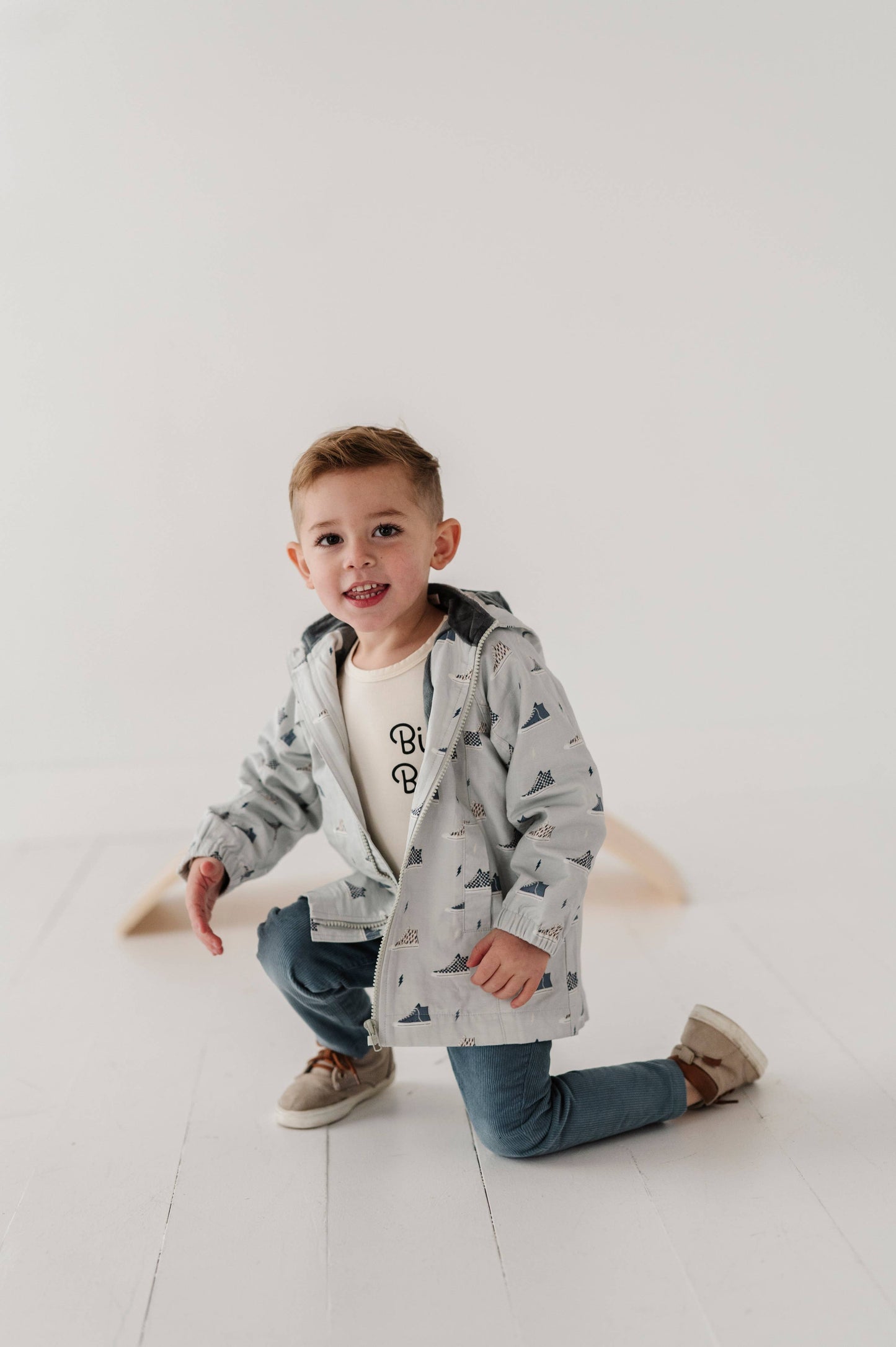 Fleece Lined Hooded Sneaker Print Jacket for Boys