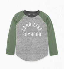 "Long Live Boyhood" LS Little Babe Baseball Tee