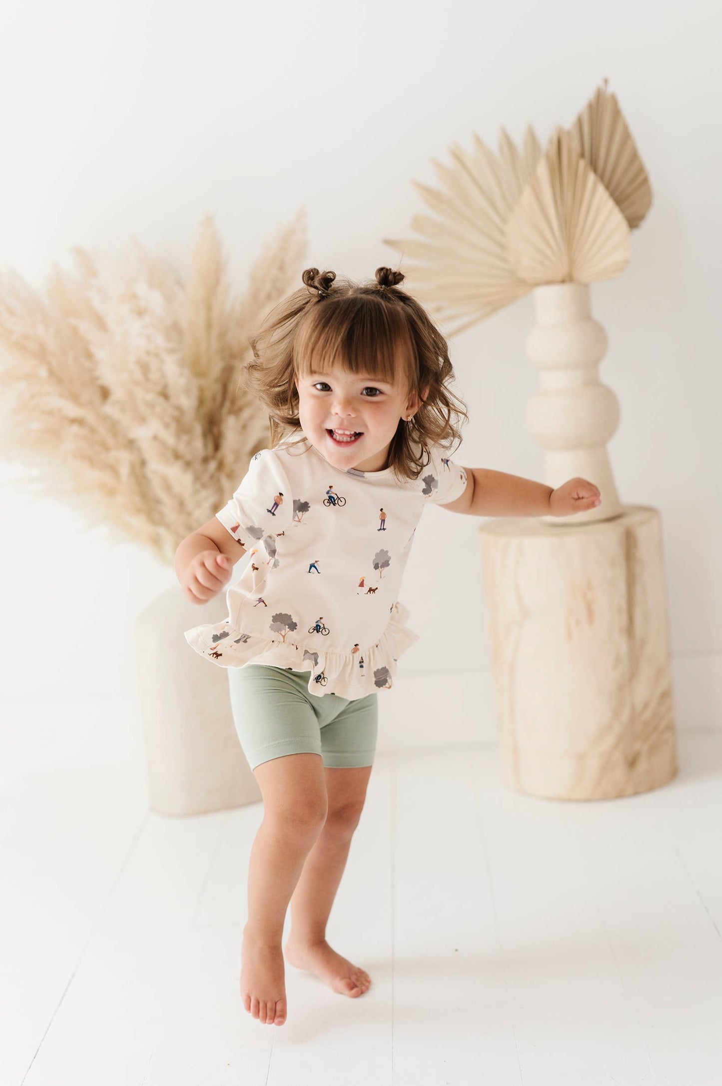 NEW! Girl's Peplum Top in Print "Kids in the Park"