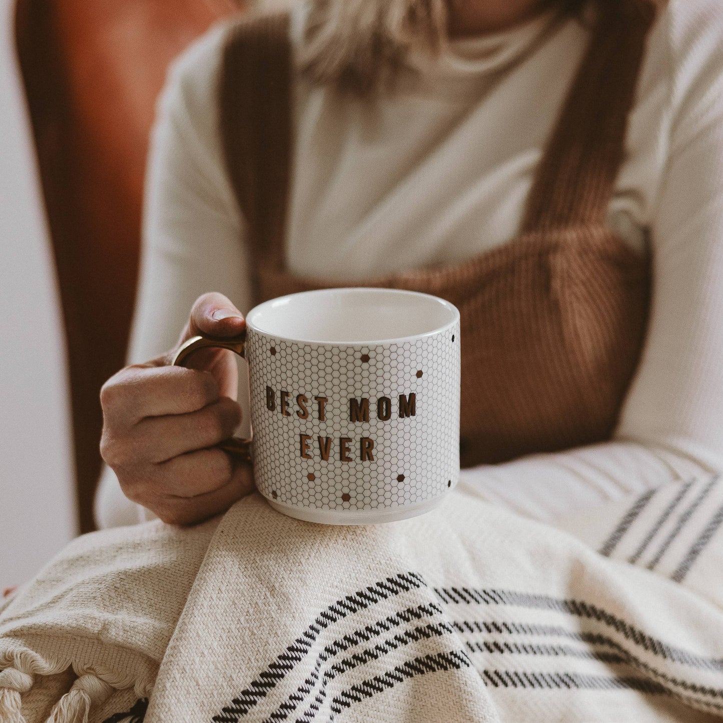 NEW! "Best Mom Ever" 17 oz Gold Tile Coffee Mug- ONLY 1 LEFT!