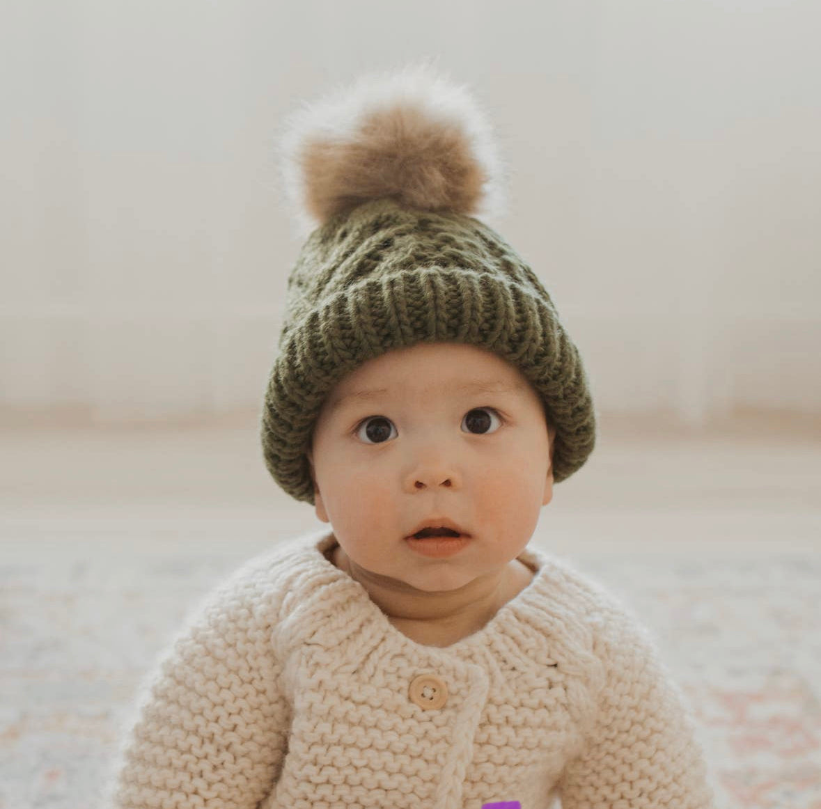 Mossy Pom Pom Little Babe Beanie