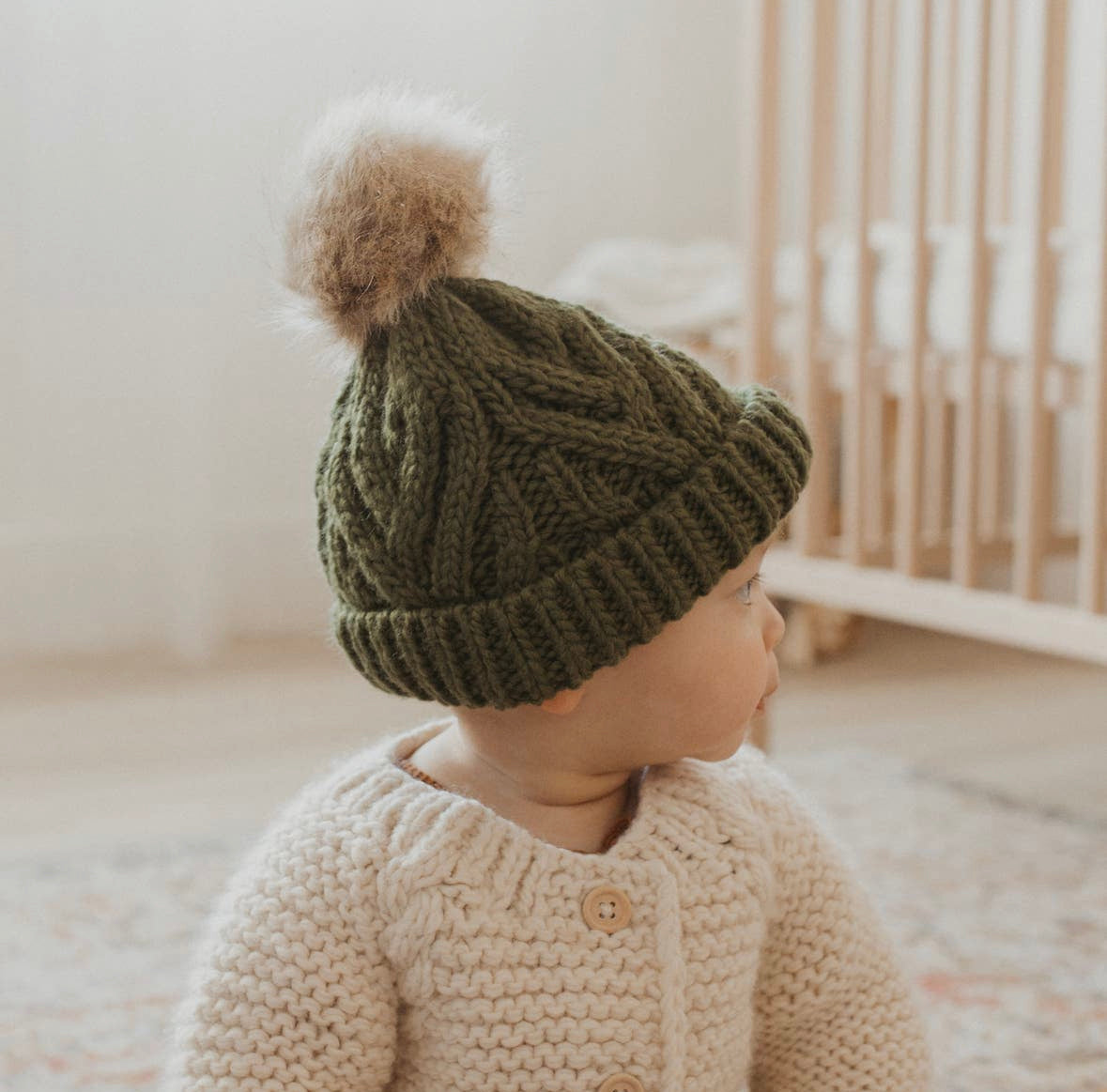 Mossy Pom Pom Little Babe Beanie