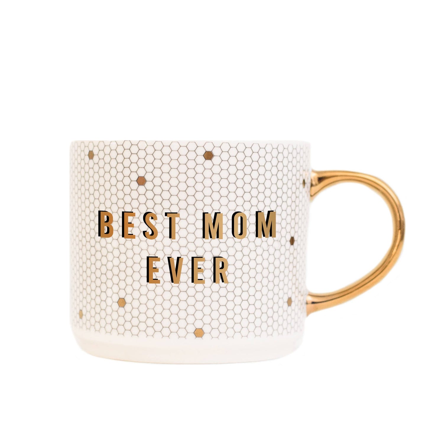 NEW! "Best Mom Ever" 17 oz Gold Tile Coffee Mug- ONLY 1 LEFT!