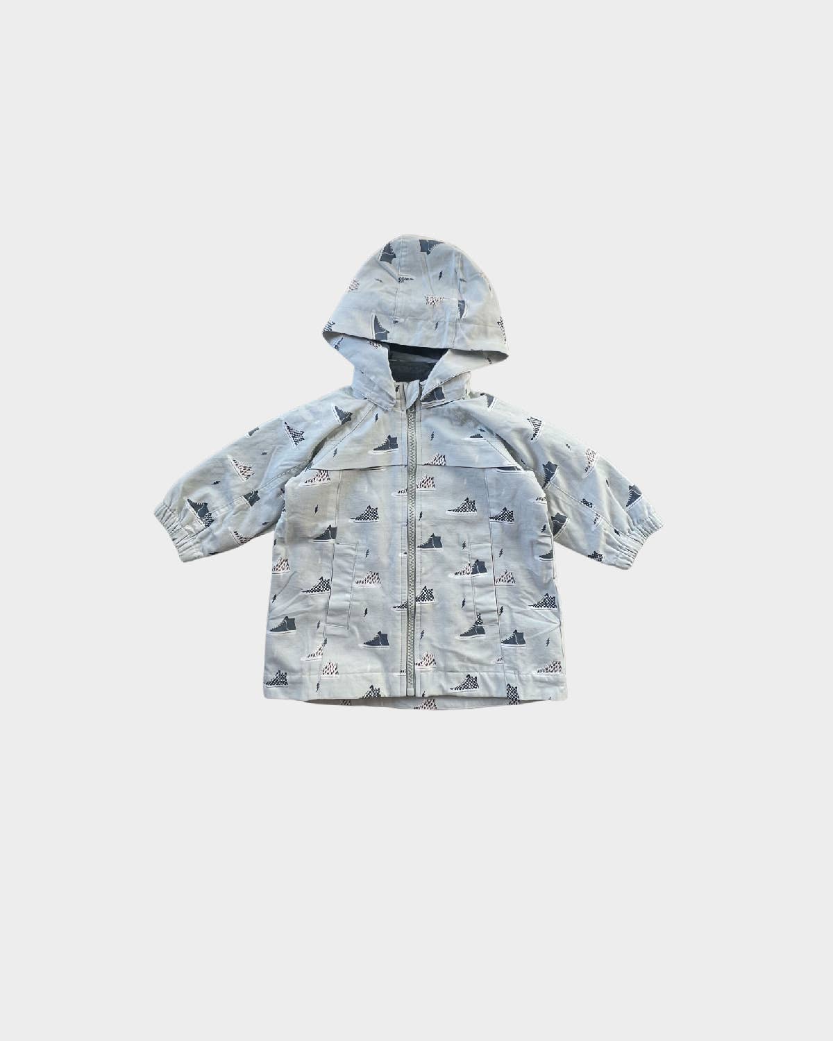 Fleece Lined Hooded Sneaker Print Jacket for Boys