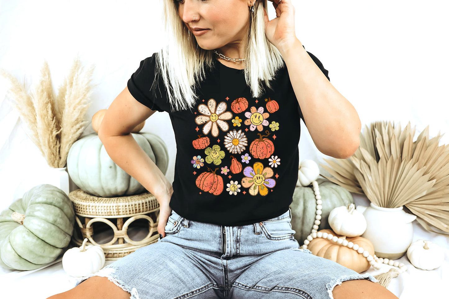 NEW! “Flower Power and Pumpkins" Tee