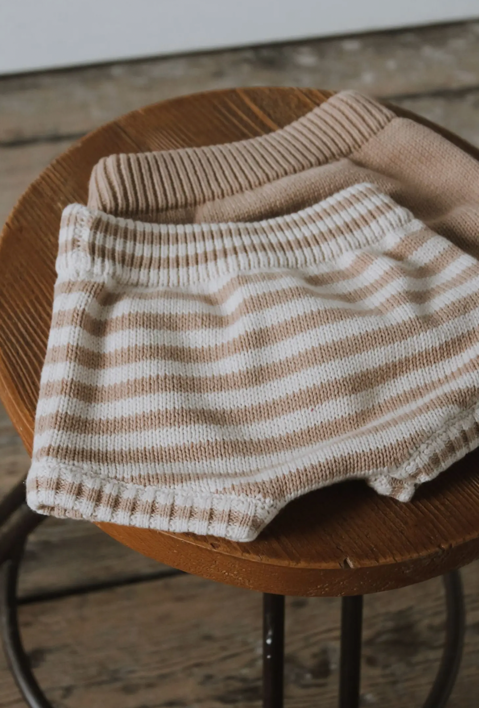 Organic Striped Knit Little Babe Shorts