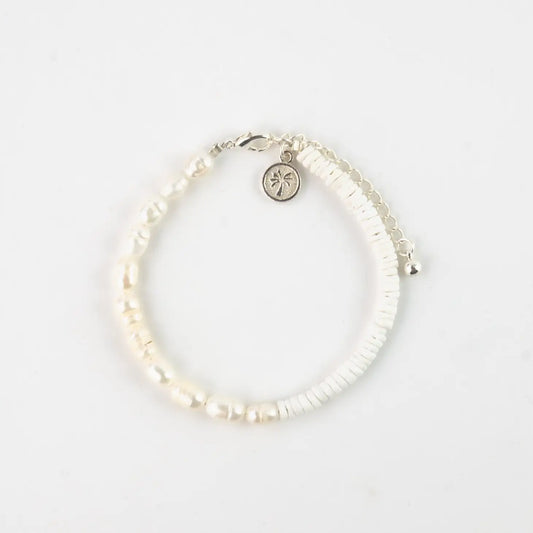 Flores Puka Shell and Pearl Bracelet