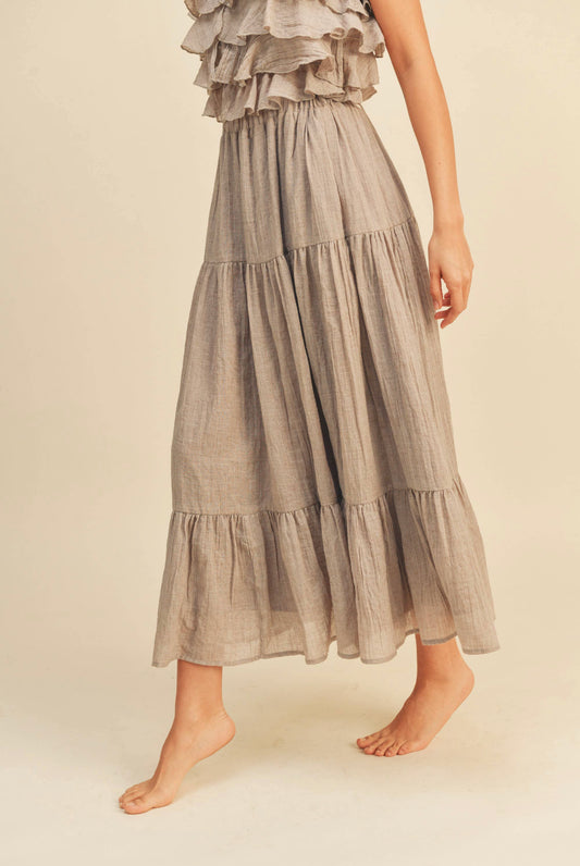 Tiered Shirred Skirt with Pockets