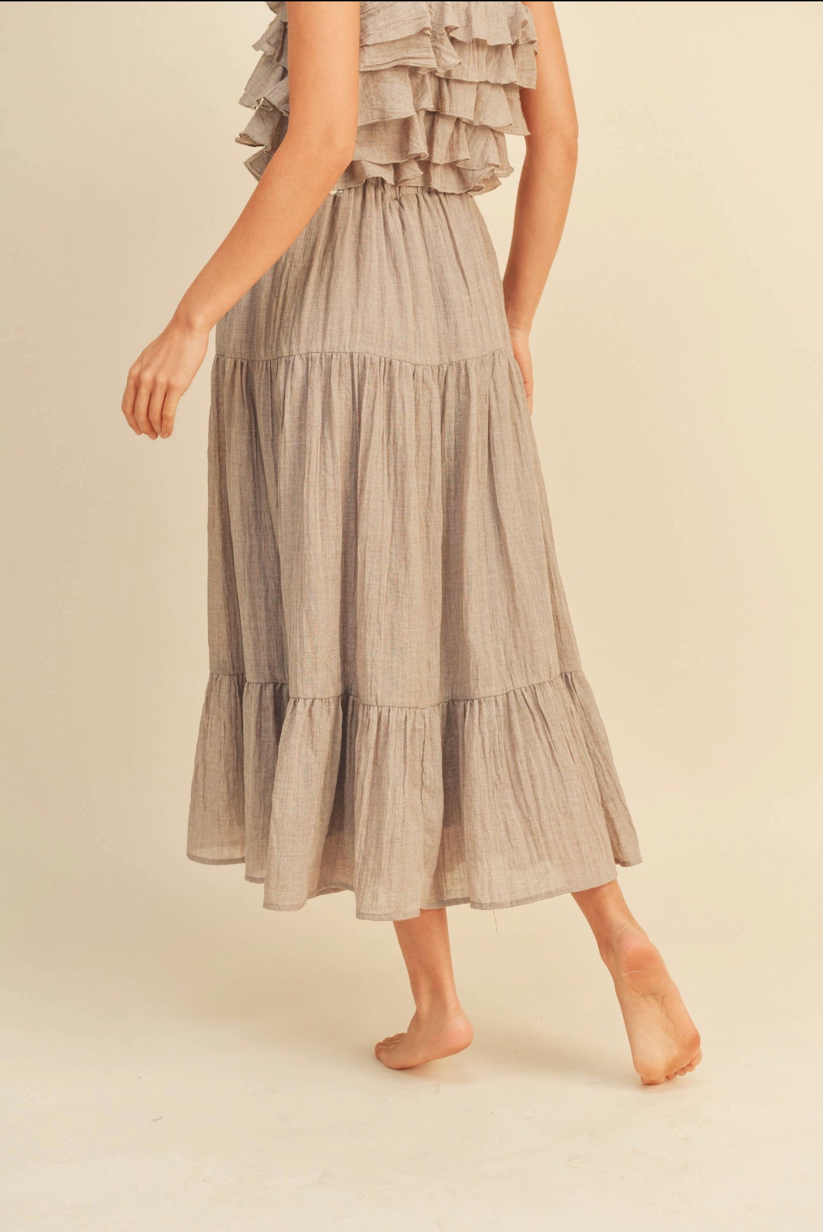 Tiered Shirred Skirt with Pockets