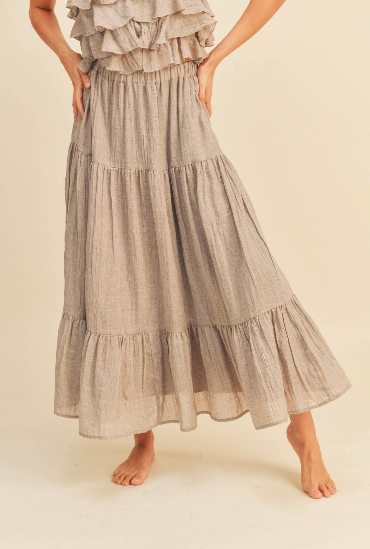 Tiered Shirred Skirt with Pockets